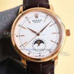 Best replica TW factory Rolex Cellini moon phase rose gold case men's watch 